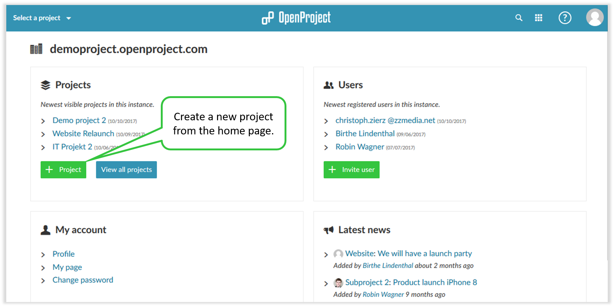 how to create a new project in open project Create a new project in open project